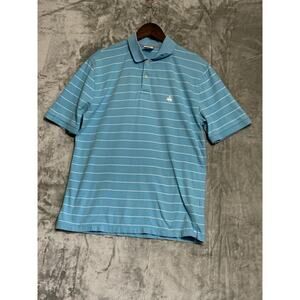 Brooks Brothers 346 Polo Shirt Mens Medium Blue Striped Cotton Short Sleeve